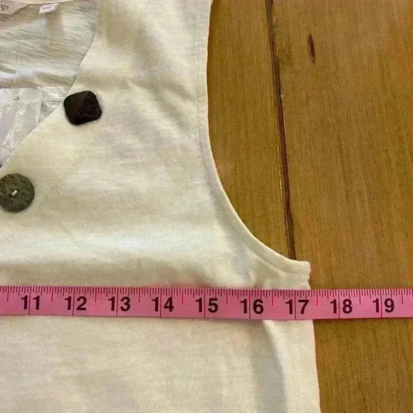 Soft Surroundings Women’s Sleeveless Delia Buttons Cotton V-Neck Tank NEW XS-S - Picture 7 of 13